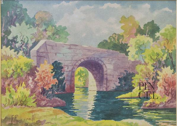Sin título. Puente y lago por Pacheco, Fausto